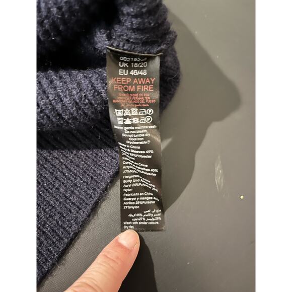 Avenue Women's Plus Size 18 Blue Turtleneck Pom Pom Sweater Pullover Fall Winter - Picture 6 of 9